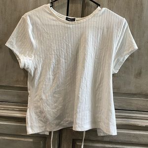 White top with back cut out